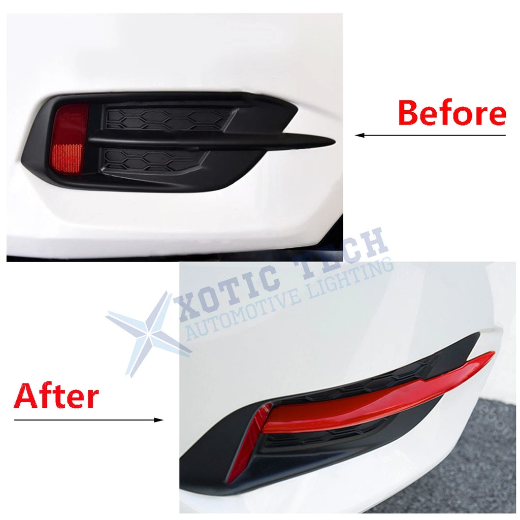 Rear Bumper Reflector Cover Trim for Honda Civic 2016-2021 (Red)