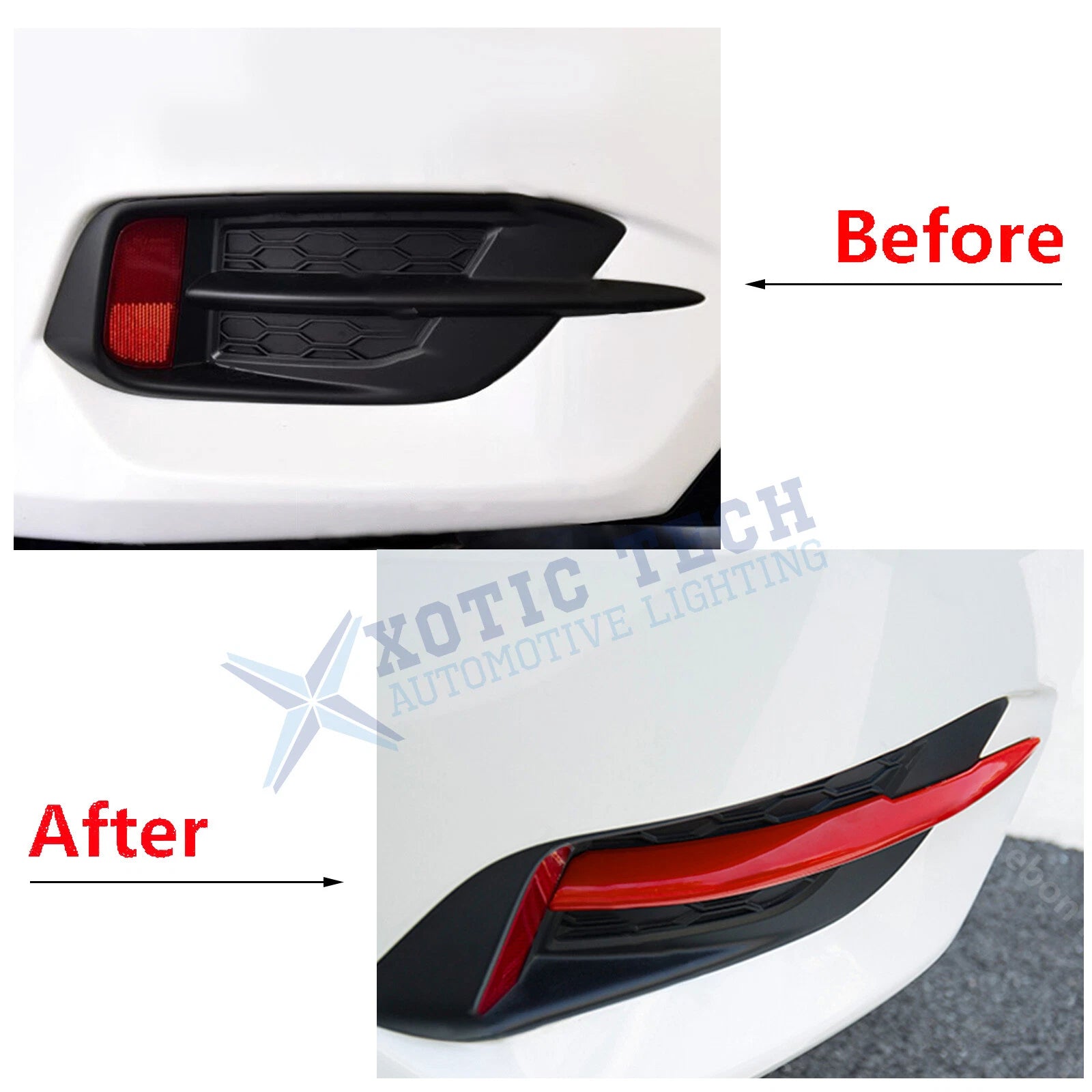 Rear Bumper Reflector Cover Trim for Honda Civic 2016-2021 (Red)
