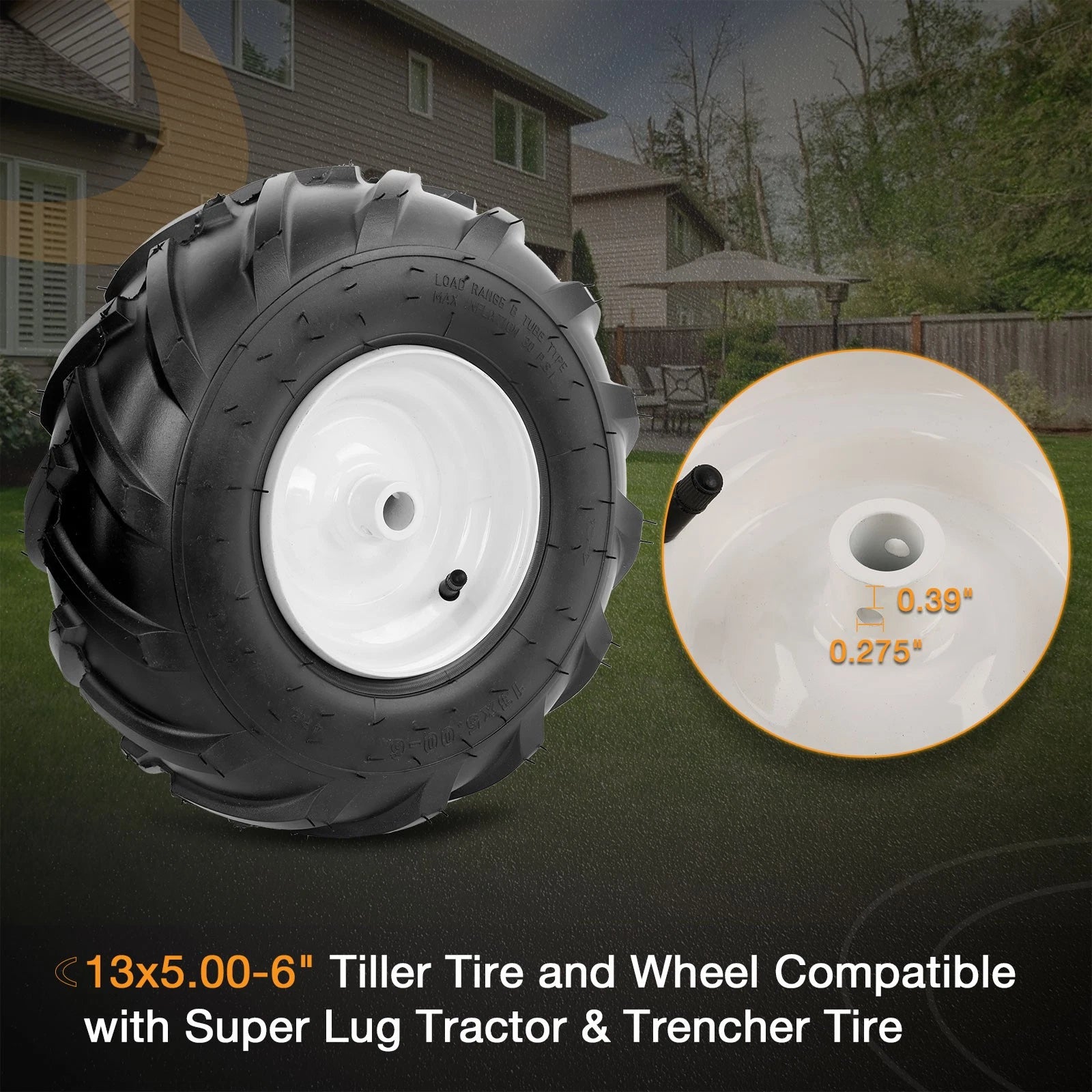 2X Tiller Tire & Wheel 13x5.00-6" for Craftsman Troy-Bilt