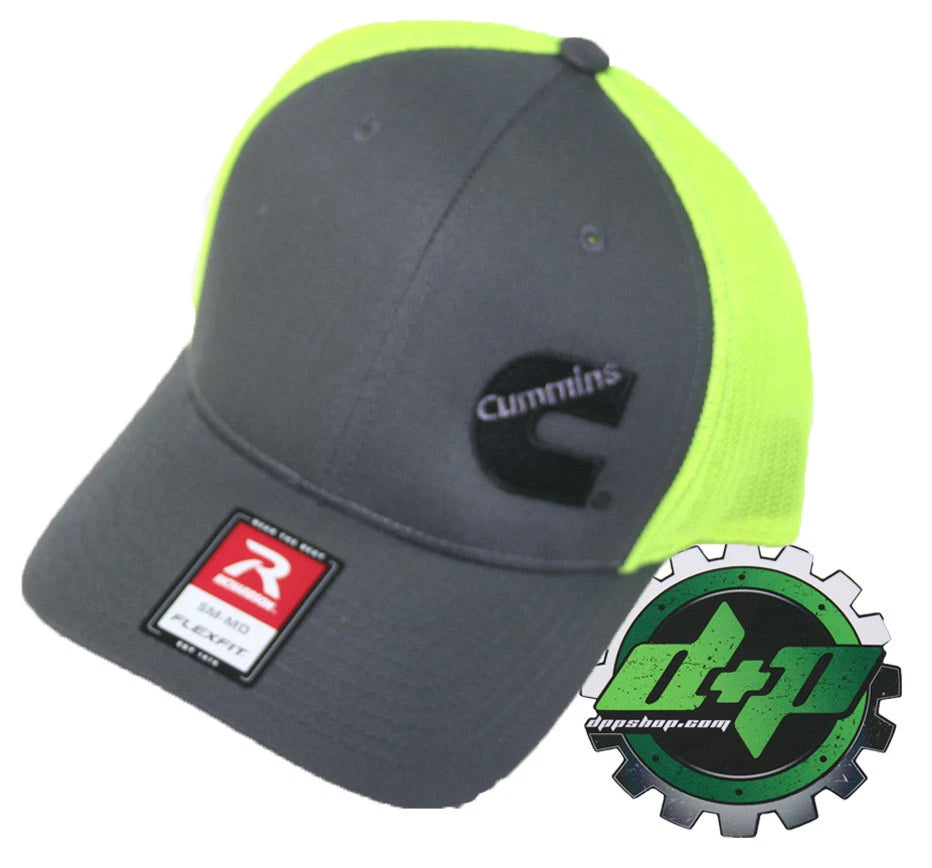 Trucker Hat for Cummins (Charcoal Gray Yellow Mesh Flex Fit SM/MD)