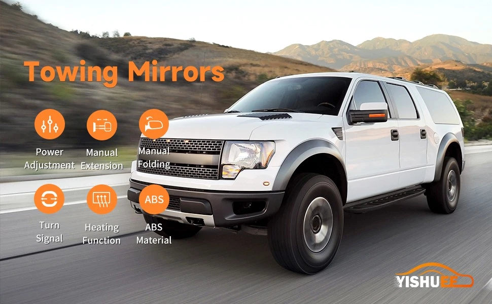 Power Heated Turn Signal Puddle Light Tow Mirrors for Ford F150 (2007–2014)