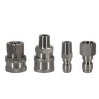 Set of 4 Stainless Steel 1/4" NPT Adapters for Pressure Washer Quick Connect