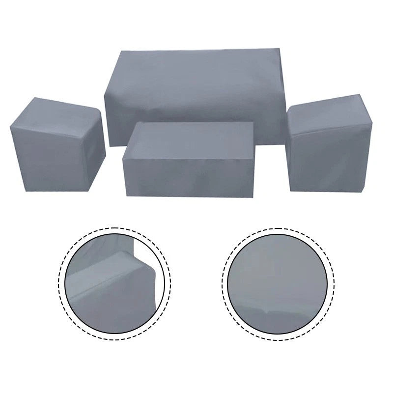 4X 210D Gray Outdoor Furniture Cover Kit for Garden Sofa (Dustproof)