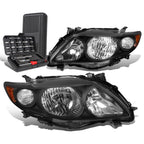 Pair of Black/Amber Signal Headlight Lamps for Toyota Corolla (2009–2010)