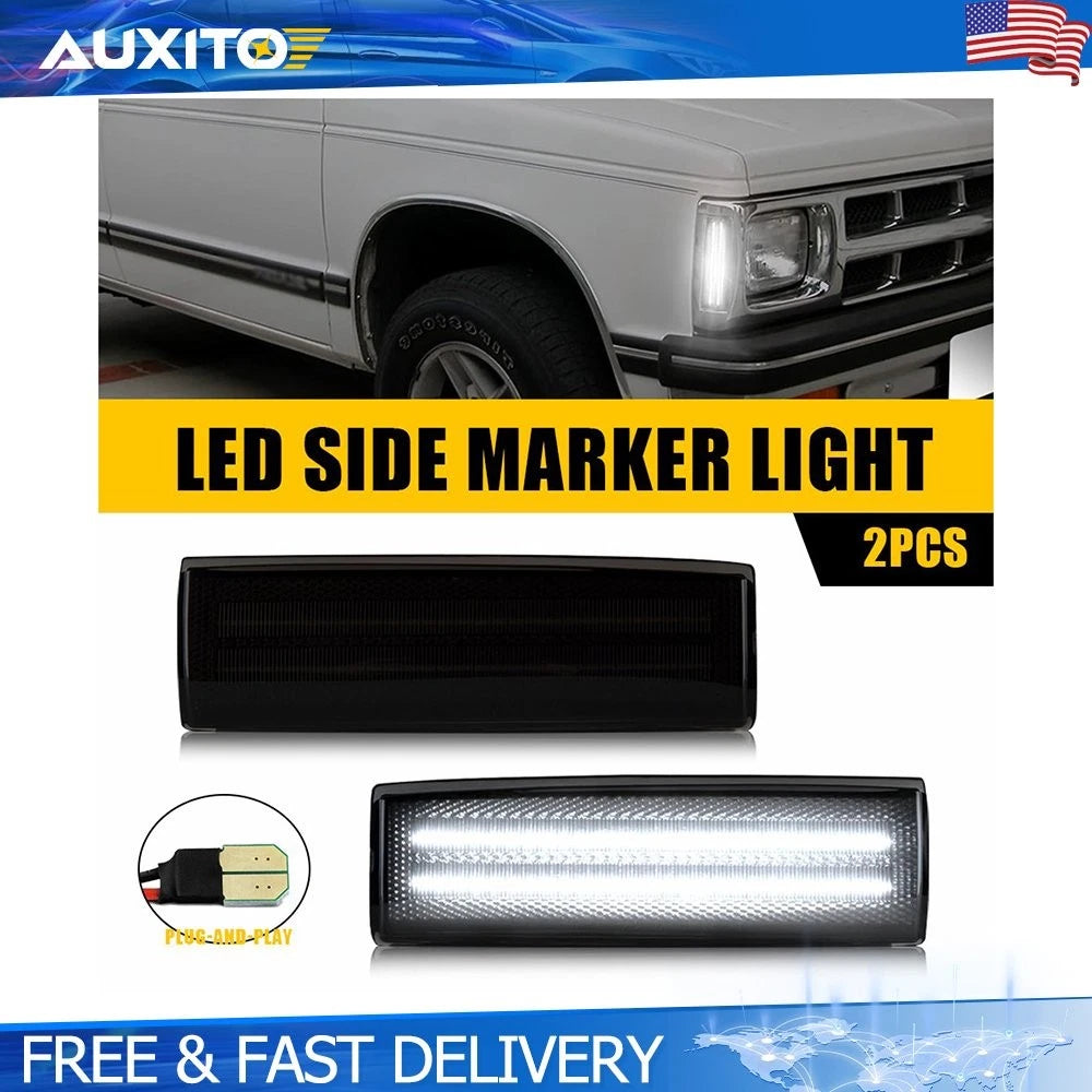 2X Smoked White LED Front Fender Side Marker Lights for Oldsmobile Bravada (1991–1994)