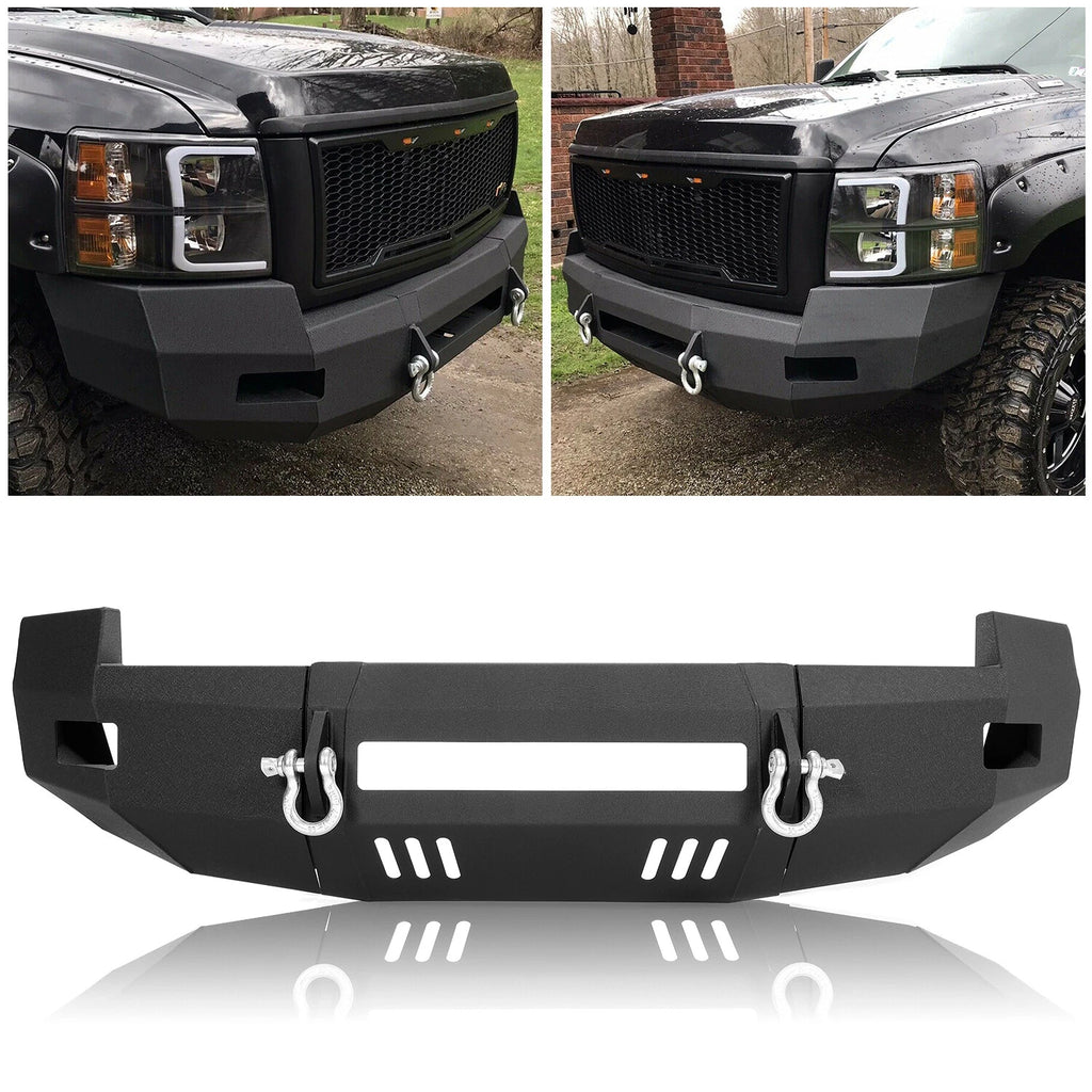 Black Steel Front Bumper for Chevrolet Silverado 2500 3500 (2007–2010)