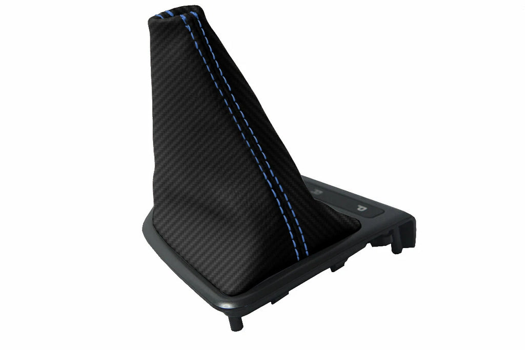 Automatic Shift Boot Cover for Kia Optima (2011–2015) Carbon Fiber Blue Stitch