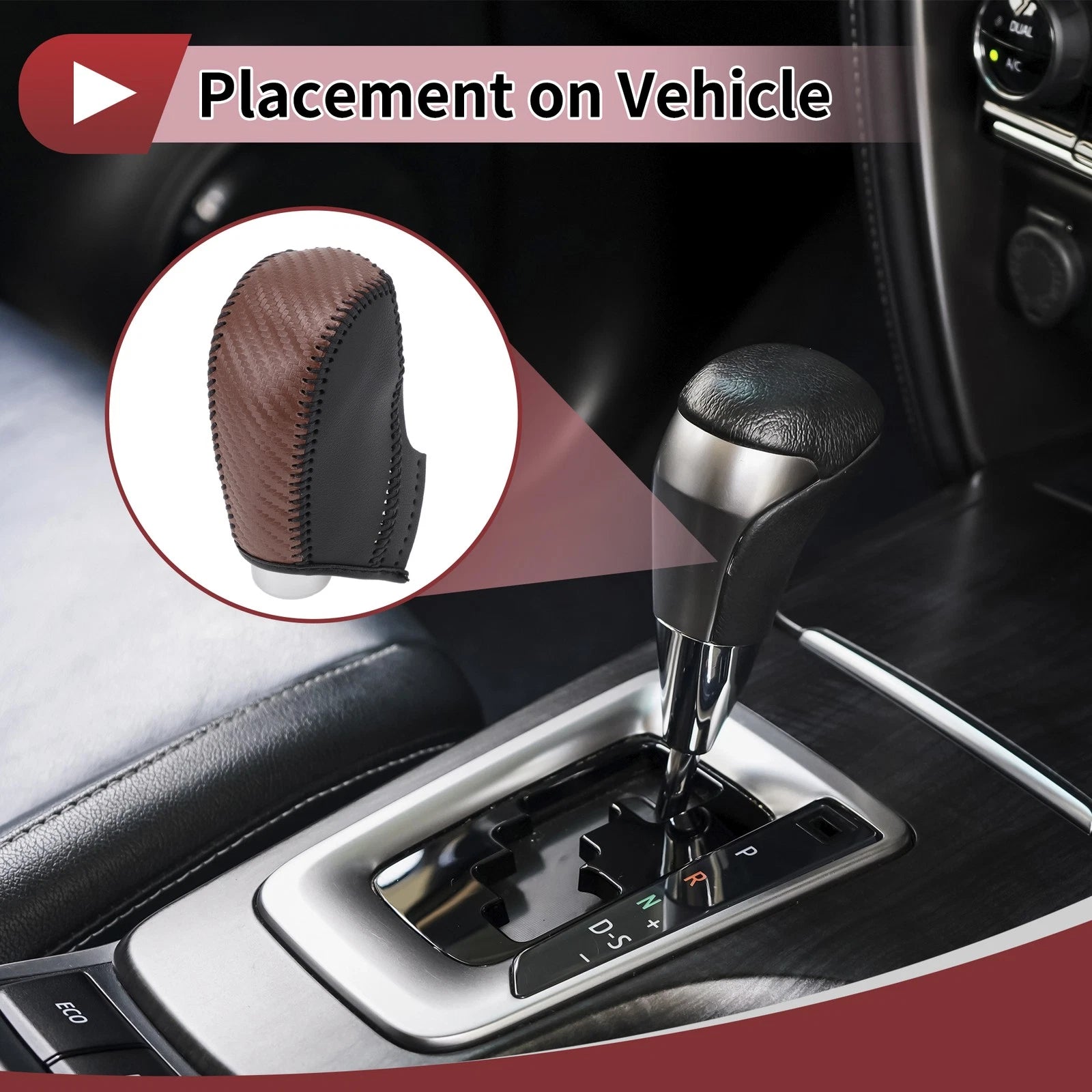 Gear Shift Knob Cover for Subaru XV Crosstrek (2013–2015) Brown Carbon Fiber