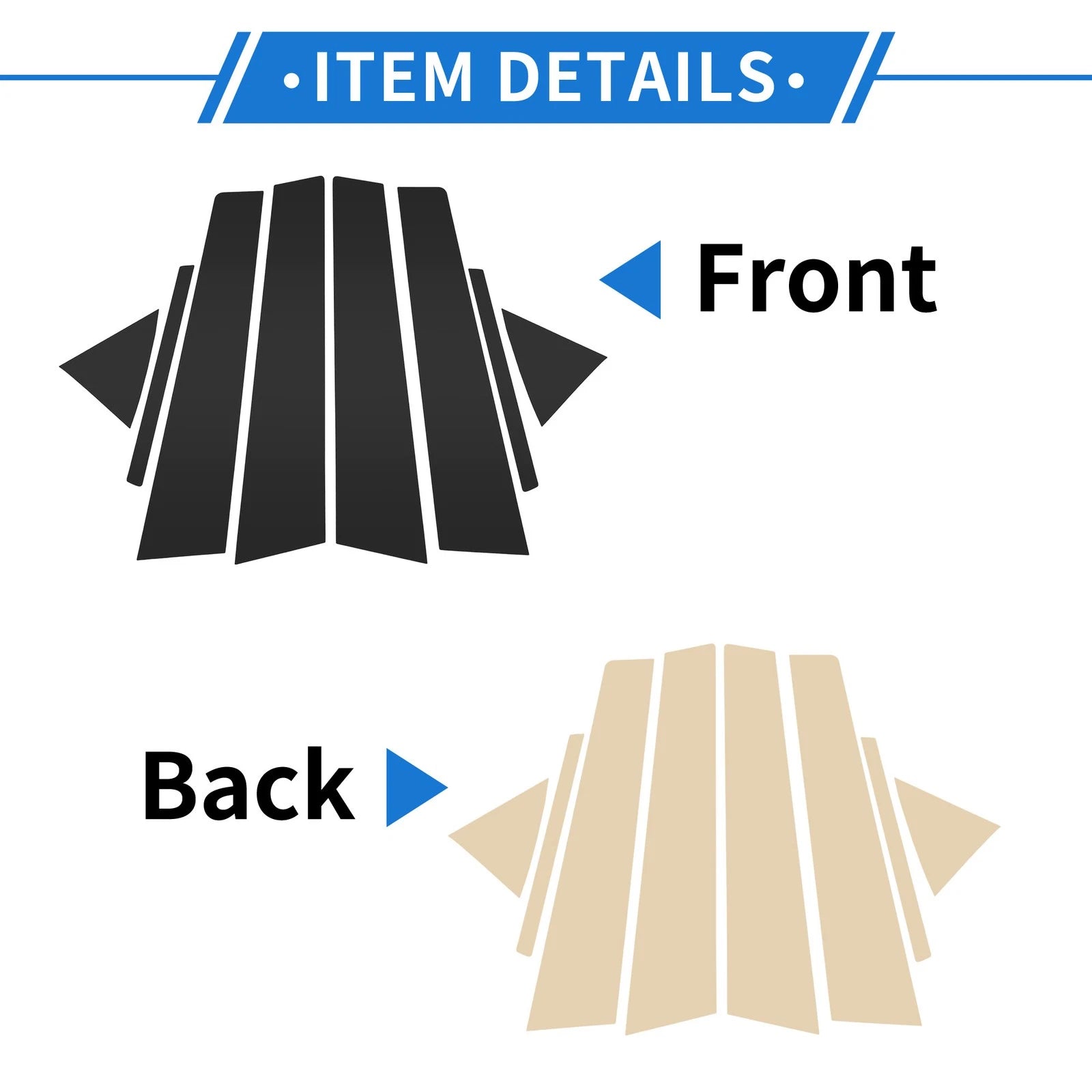 8 Pcs Door Pillar Window Trim for Hyundai Elantra (2017–2020) Black