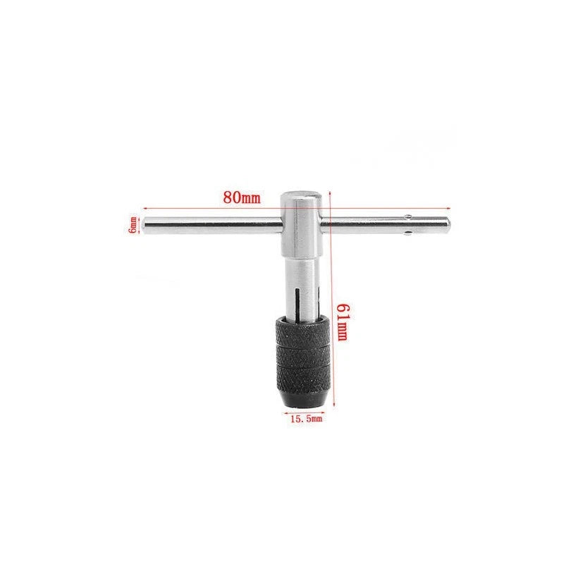 Tap Wrench Set for M3-M6 (45#) - Ratcheting Adjustable T-Handle