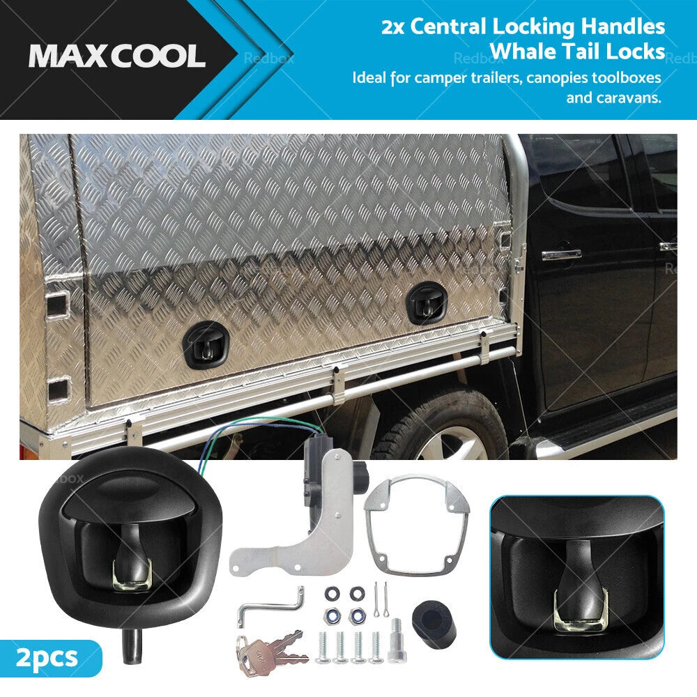 2X Power Operated Whale Tail T Handle Lock for Trailer Canopy (12V)