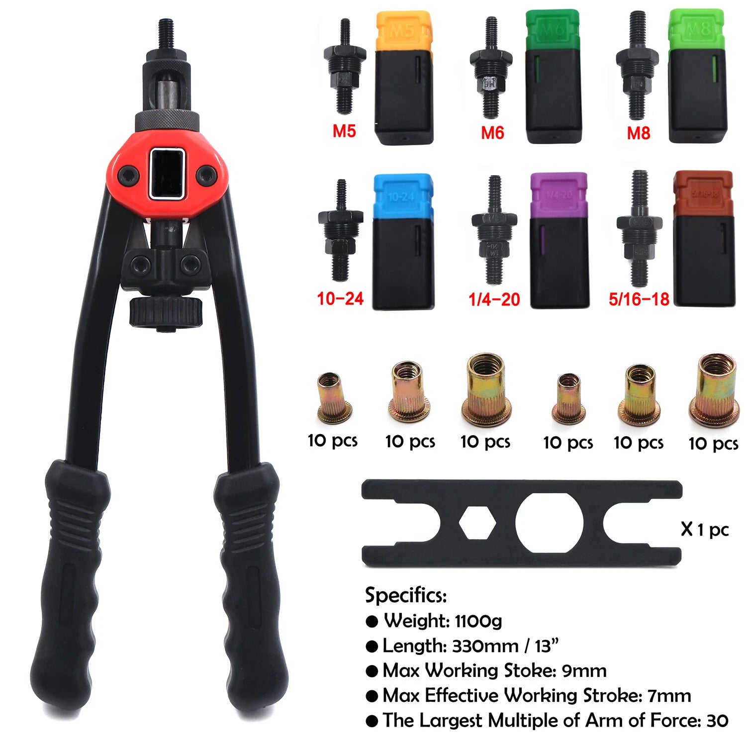 Rivet Gun Kit for Hand Nut Riveter 330mm (Rivnut Thread Setting Tool)