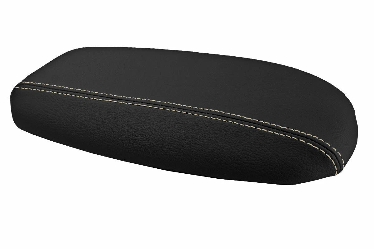 Leather Console Lid Armrest Cover for Ford Mustang (1994–2004) Beige Stitch