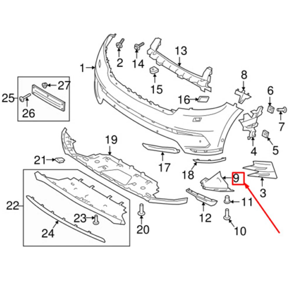 Front Bumper Air Duct Cooling Vent for Land Rover Range Rover Velar (2017–2022)