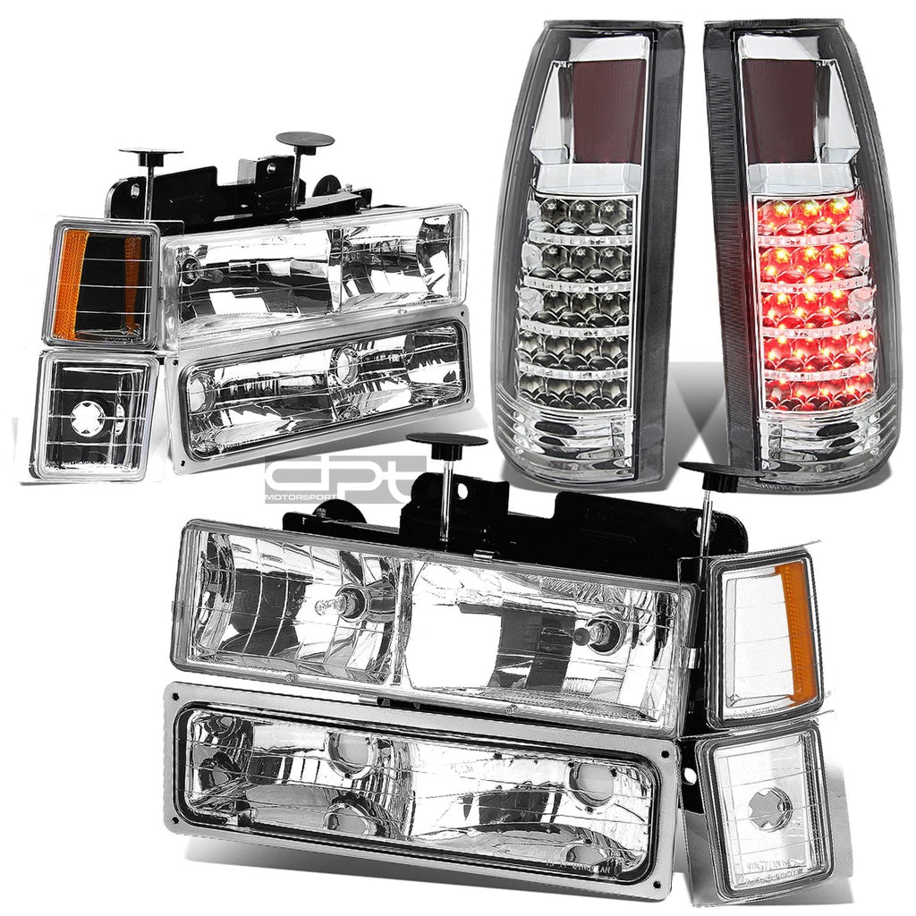 Chrome Headlight, Amber Side Corner, LED Tail Light for Chevy C10 C/K (1994–2002)