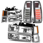 Chrome Headlight, Amber Side Corner, LED Tail Light for Chevy C10 C/K (1994–2002)