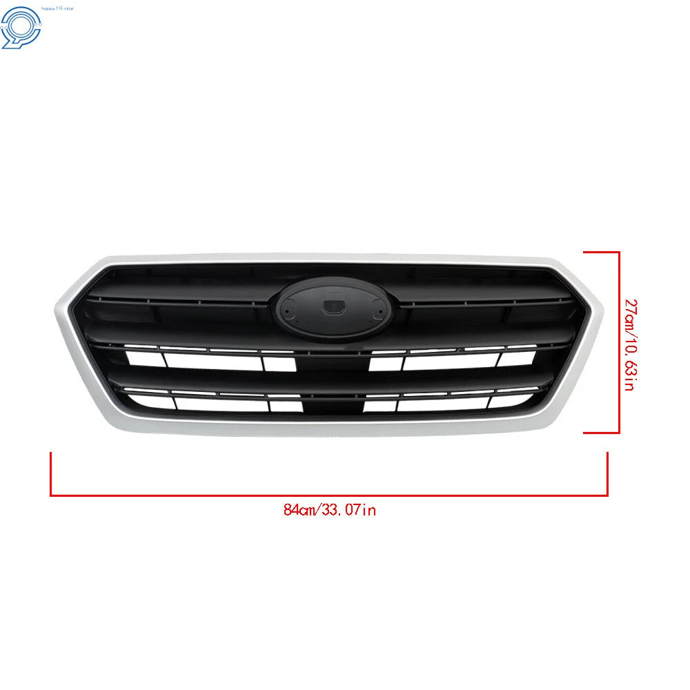 Front Grille for Subaru Legacy (2015-2017) Silver Shell Gray Insert