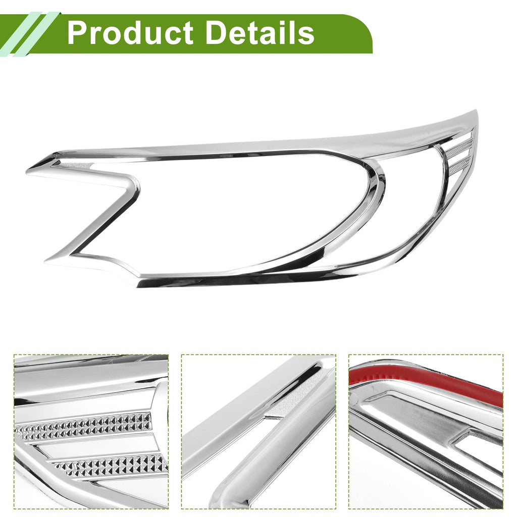 Pair Headlight Trim Bezel for Honda CR-V (2012–2014) Silver Tone