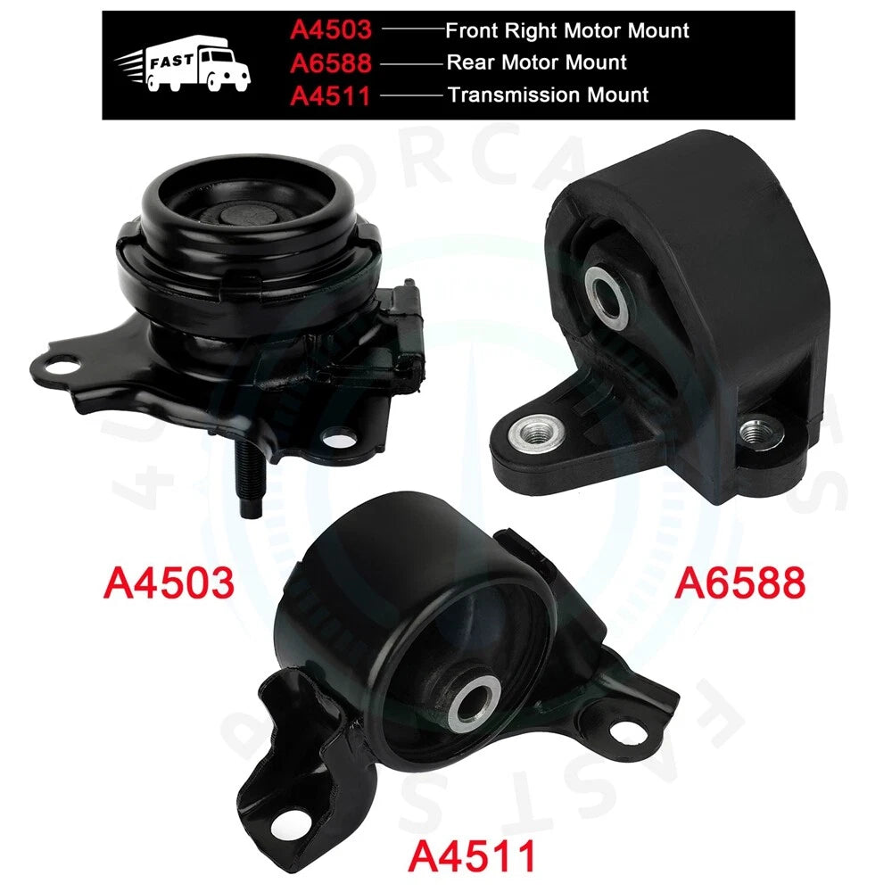 3X Engine Motor Mounts for Honda Civic (2003–2005) 1.3L Hybrid