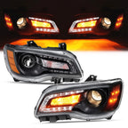 Set of 2 Black LED DRL Projector Headlights for Chrysler 300 (2011–2023)