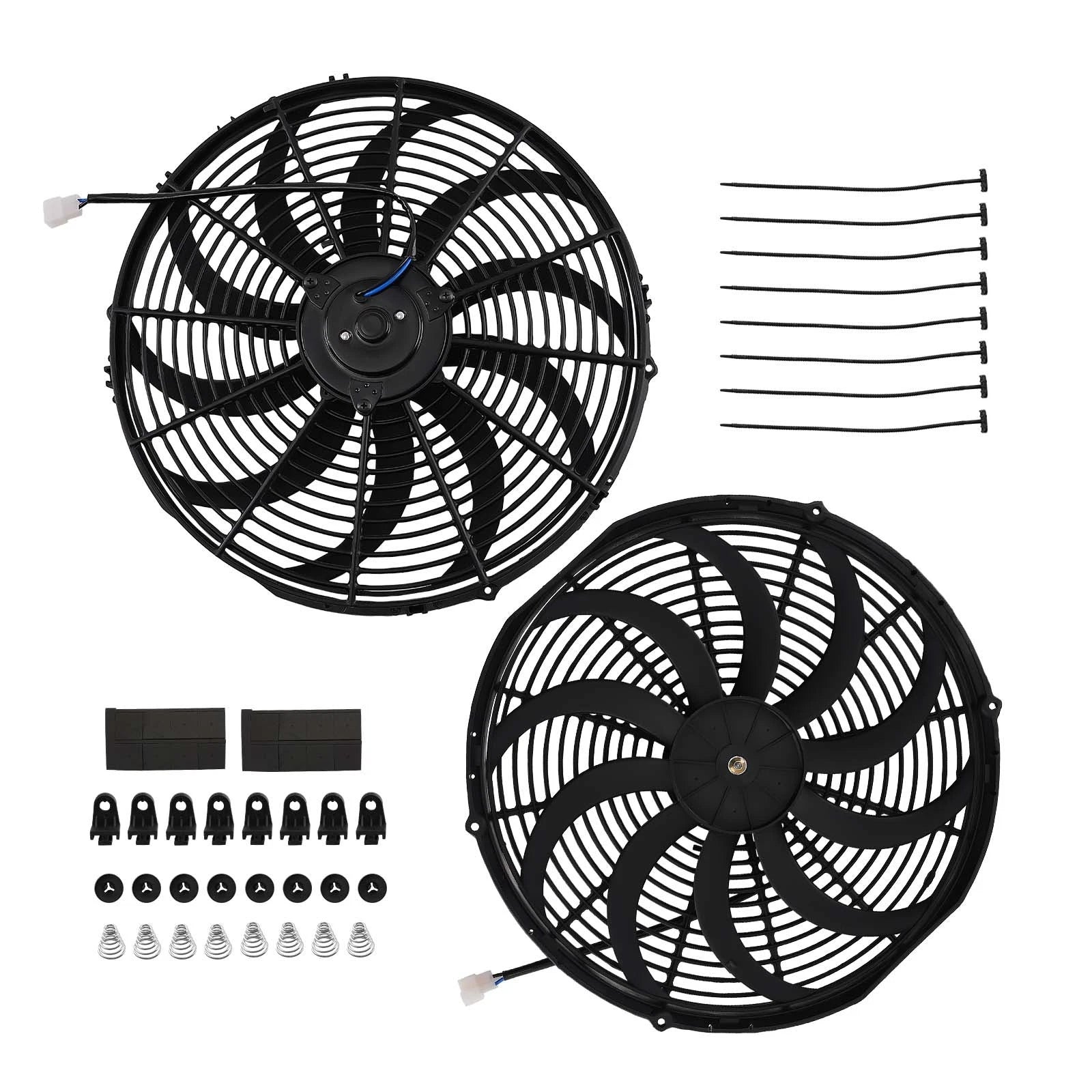 2X Slim Electric Cooling Fans 16" 120W 12V Universal Fitment