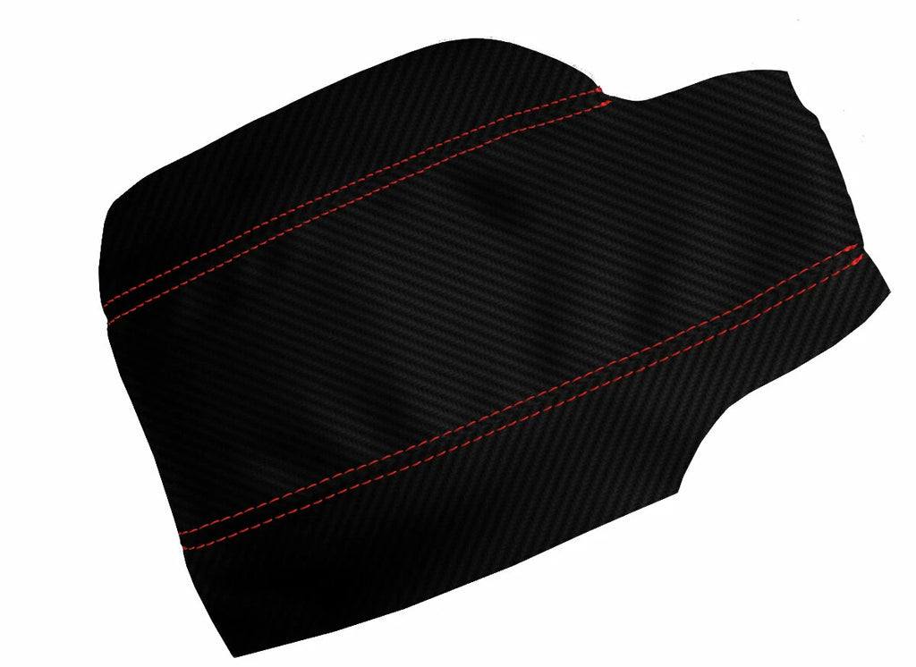 Console Lid Armrest Cover for Porsche 987 (2005–2012) Carbon Fiber Red Stitch