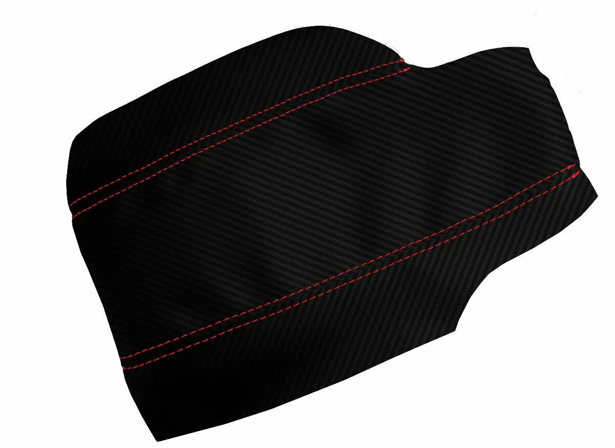 Console Lid Armrest Cover for Porsche 987 (2005–2012) Carbon Fiber Red Stitch
