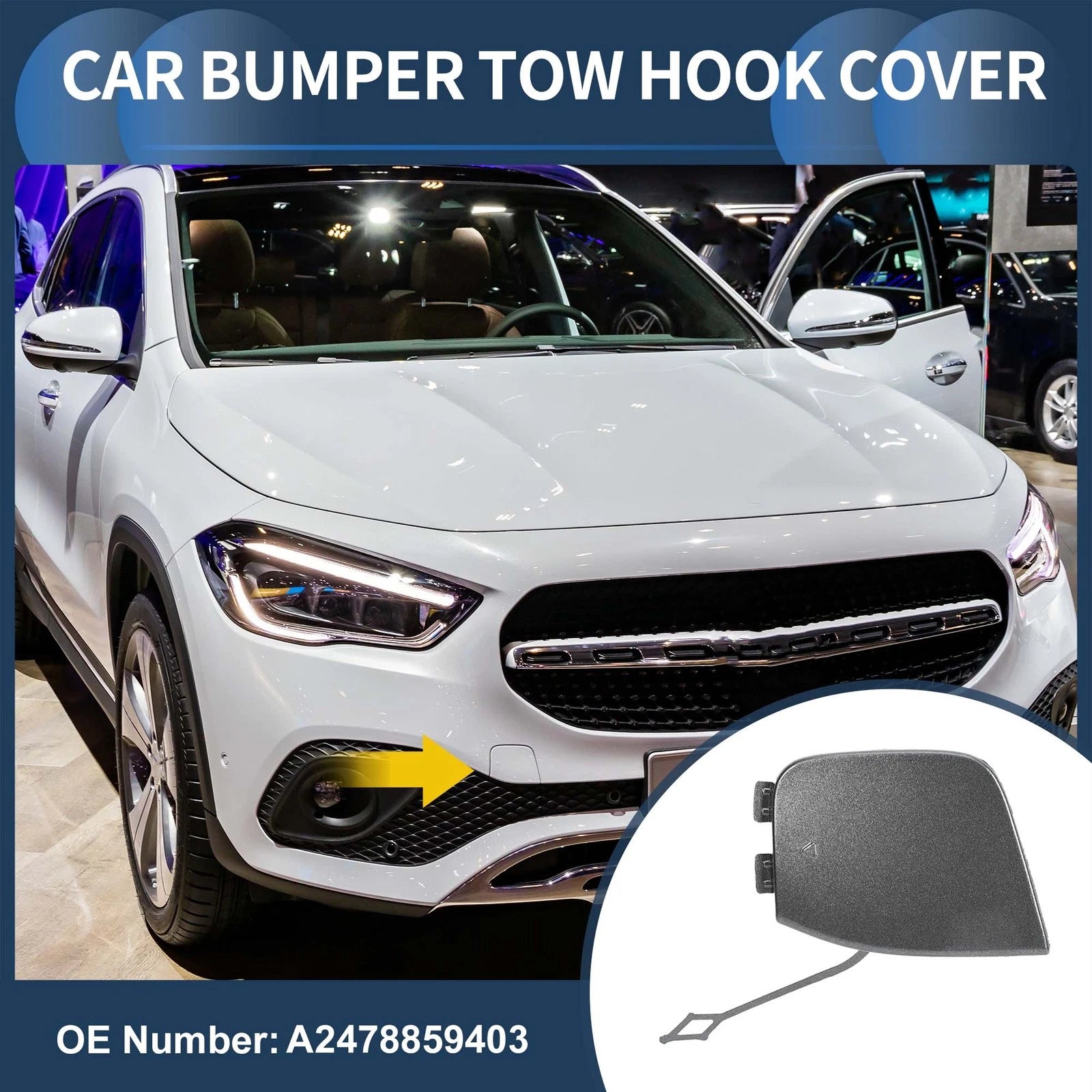 Front Bumper Tow Hook Cover for Mercedes-Benz W247 (No.A2478859403) Mountain Gray