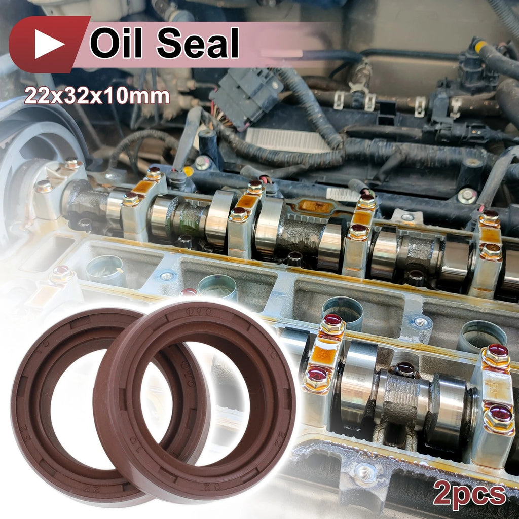 2X Oil Seal Rotary Shaft Seal for Various Models (22x32x10mm) FKM Rubber