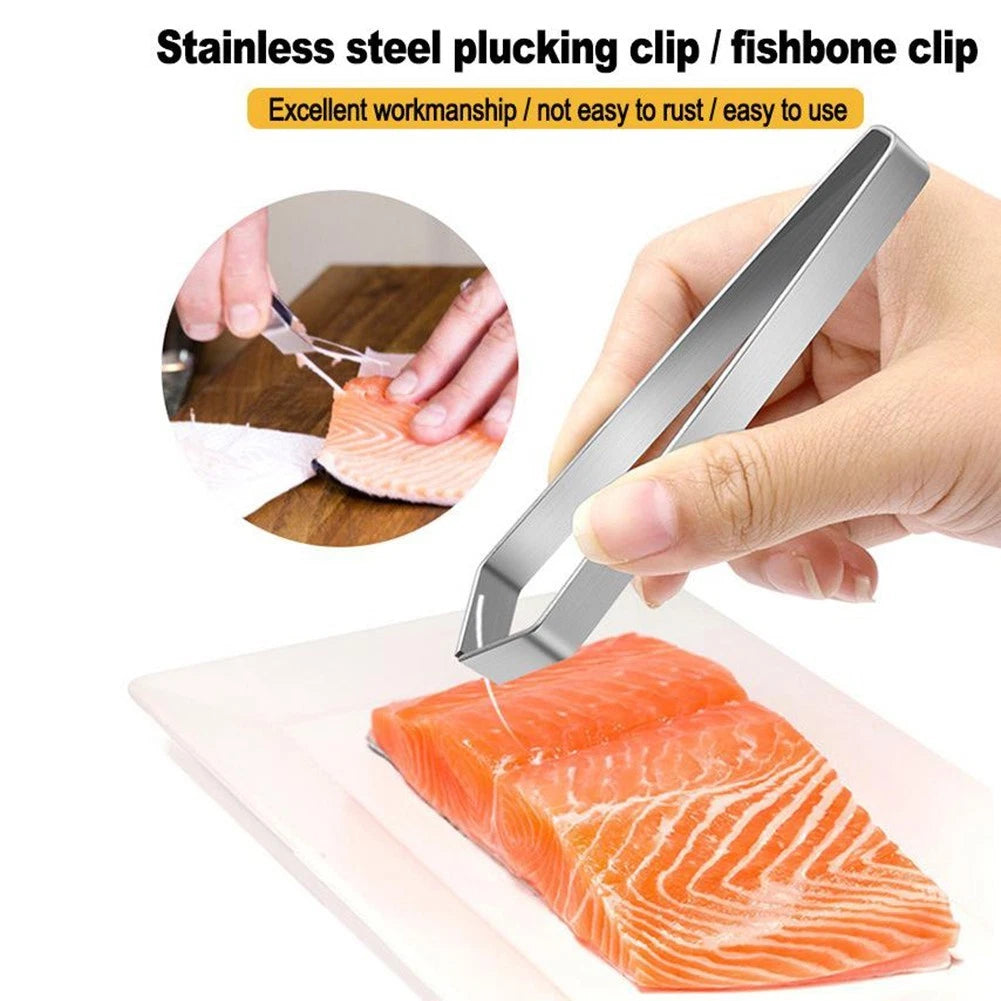 Fish Bone Tweezers for Seafood Plucking Tools (Stainless Steel)