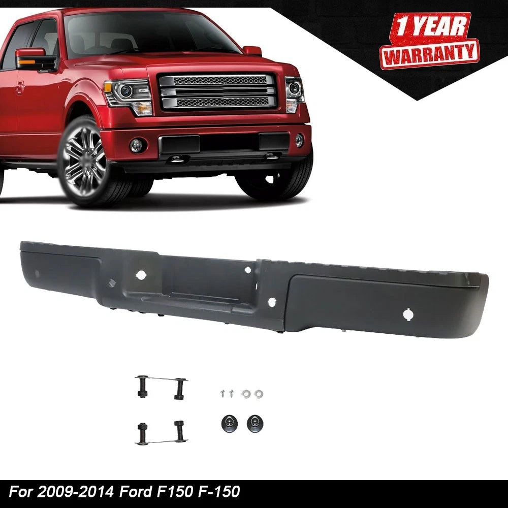 Rear Step Bumper for Ford F150 (2009â2014) Black with Sensor Holes