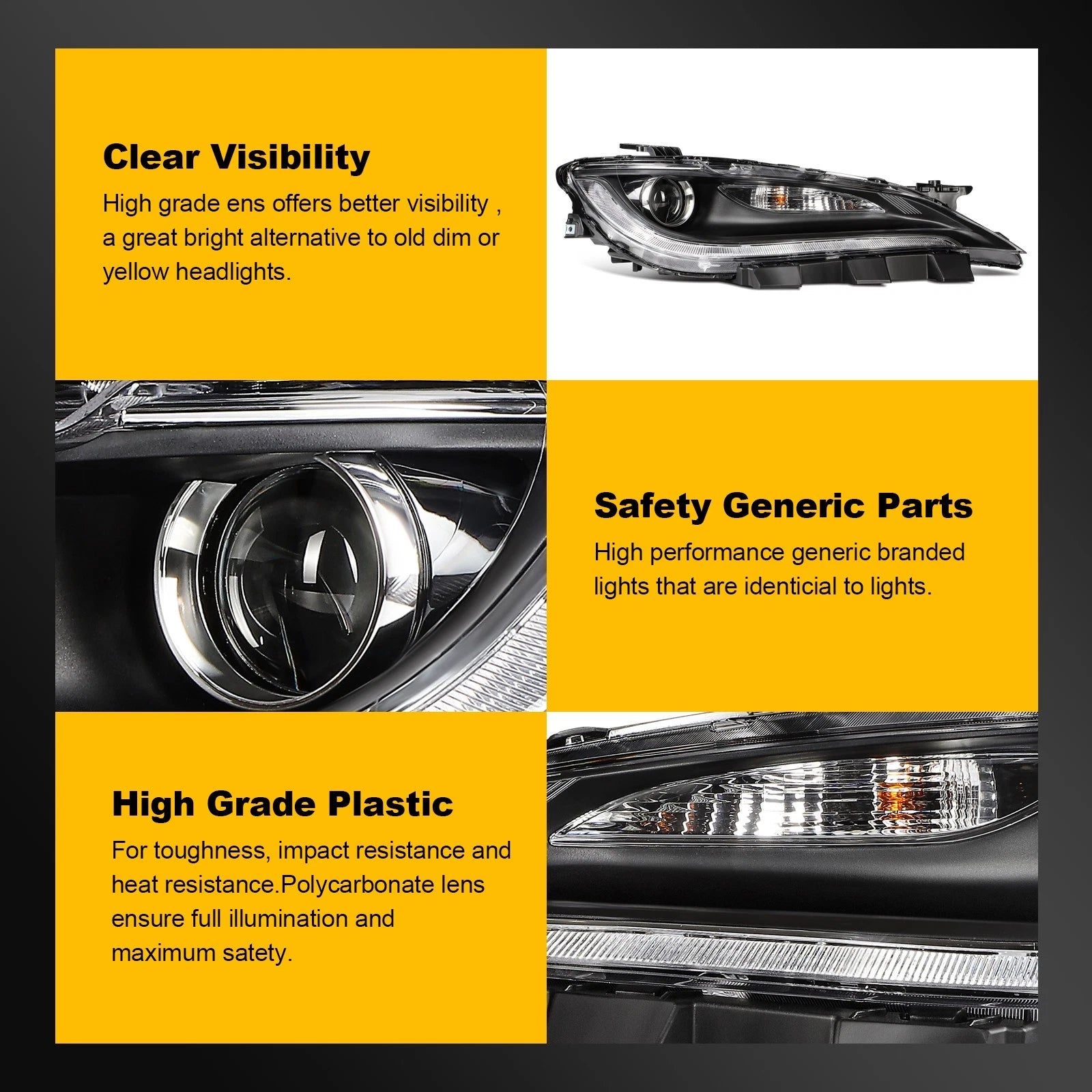 Halogen Headlight Assembly for Chrysler 200 (2015–2017)