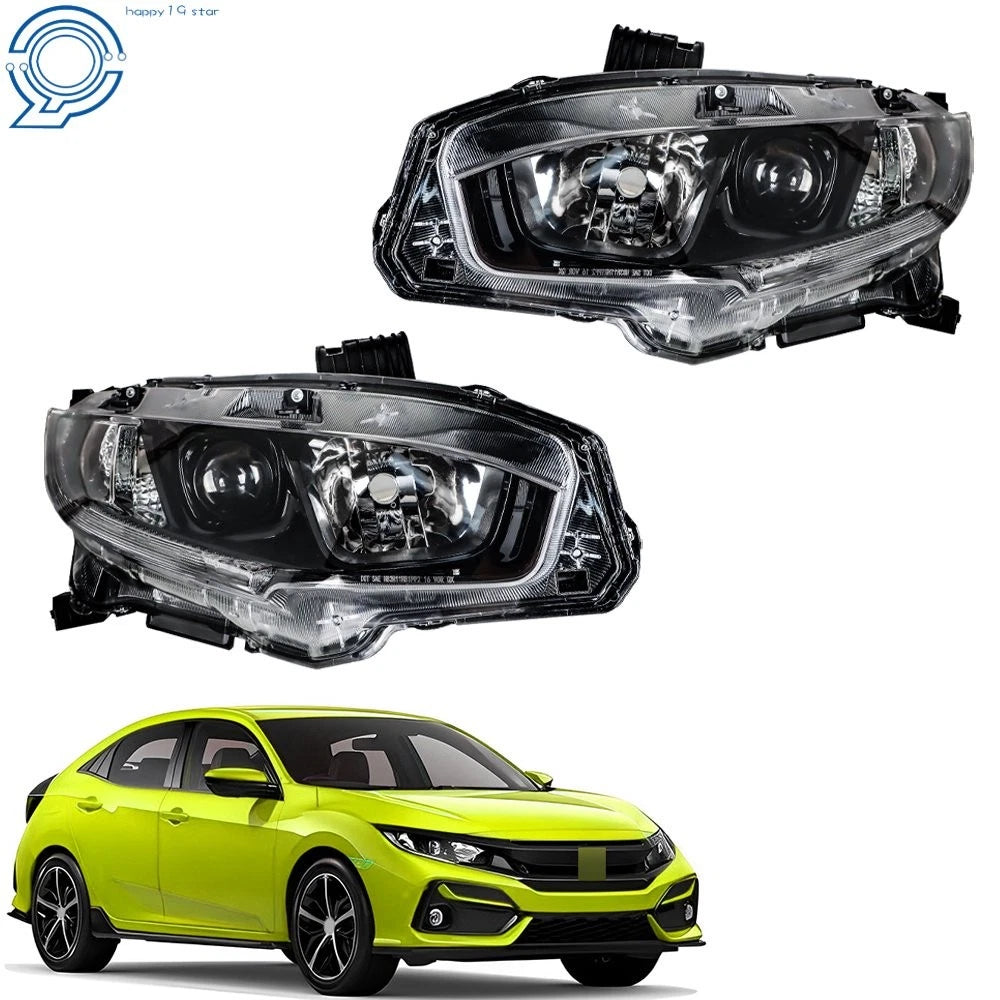 Set of 2 Halogen Projector Headlights for Honda Civic (2016–2021)