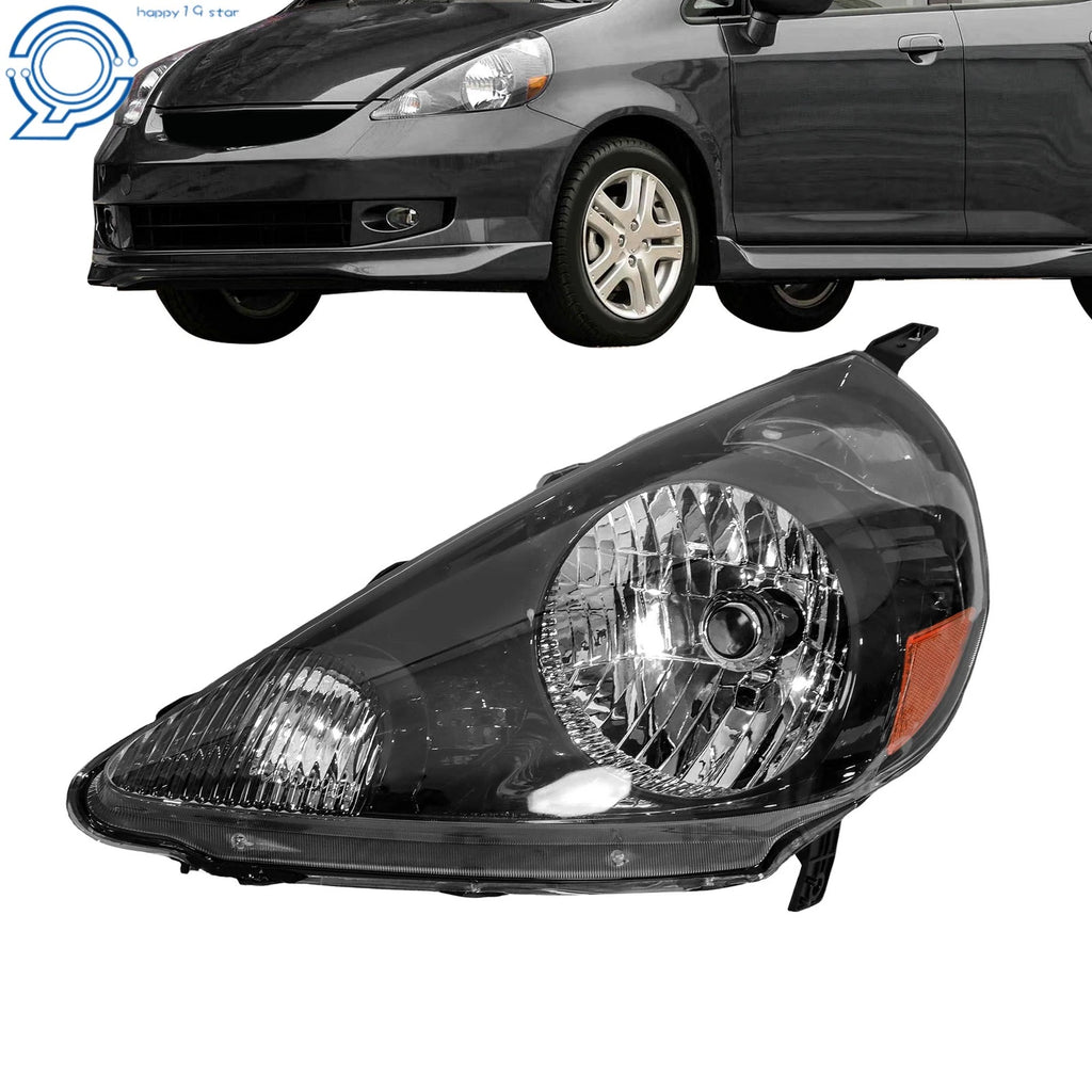 Halogen Headlight for Honda Fit (2007–2008) Left Side Black Housing