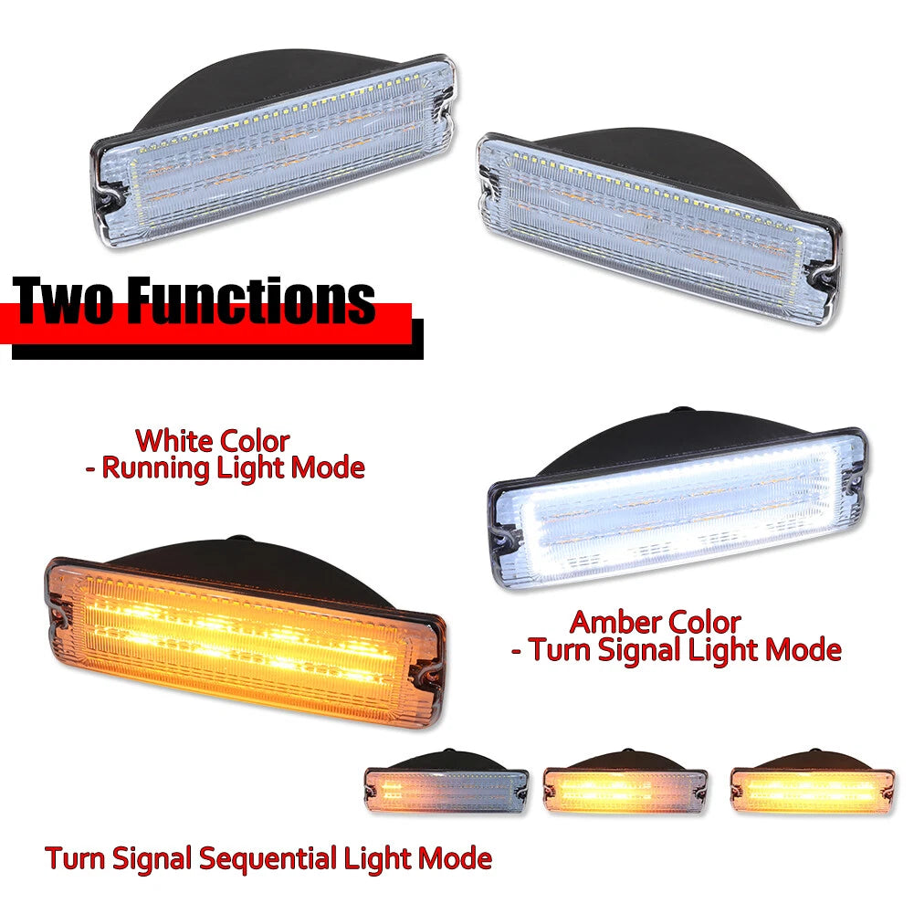 Clear Switchback LED DRL Turn Signal Lights for Dodge D150 D250 W150 W250 (1991–1993)