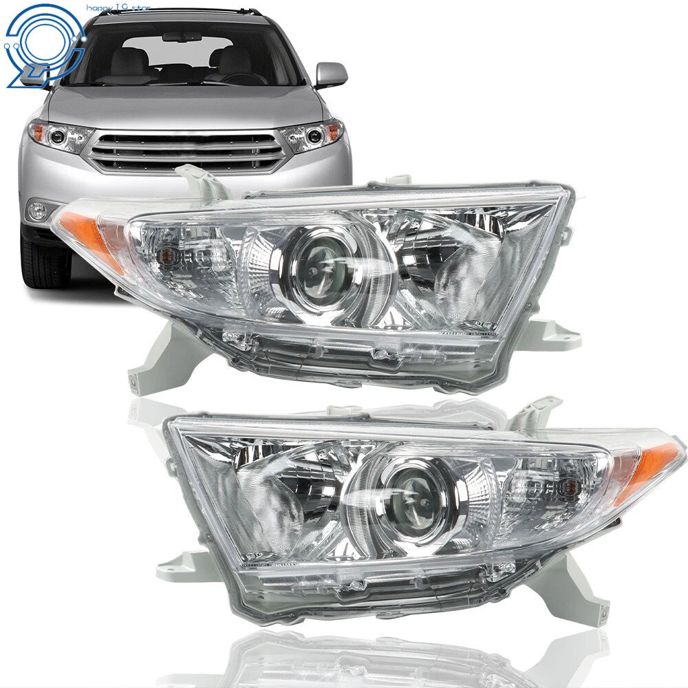 Halogen Headlight Set for Toyota Highlander (2011-2013) Chrome Housing