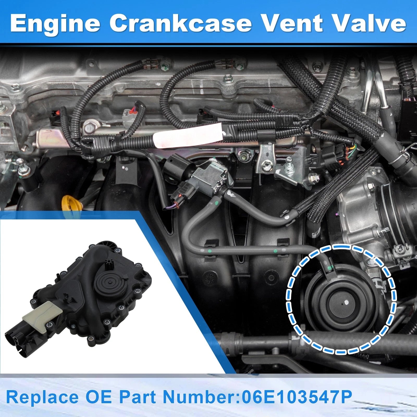 Engine Crankcase Vent Valve Oil Separator No.06E103547P for Audi A4 (2005–2012)