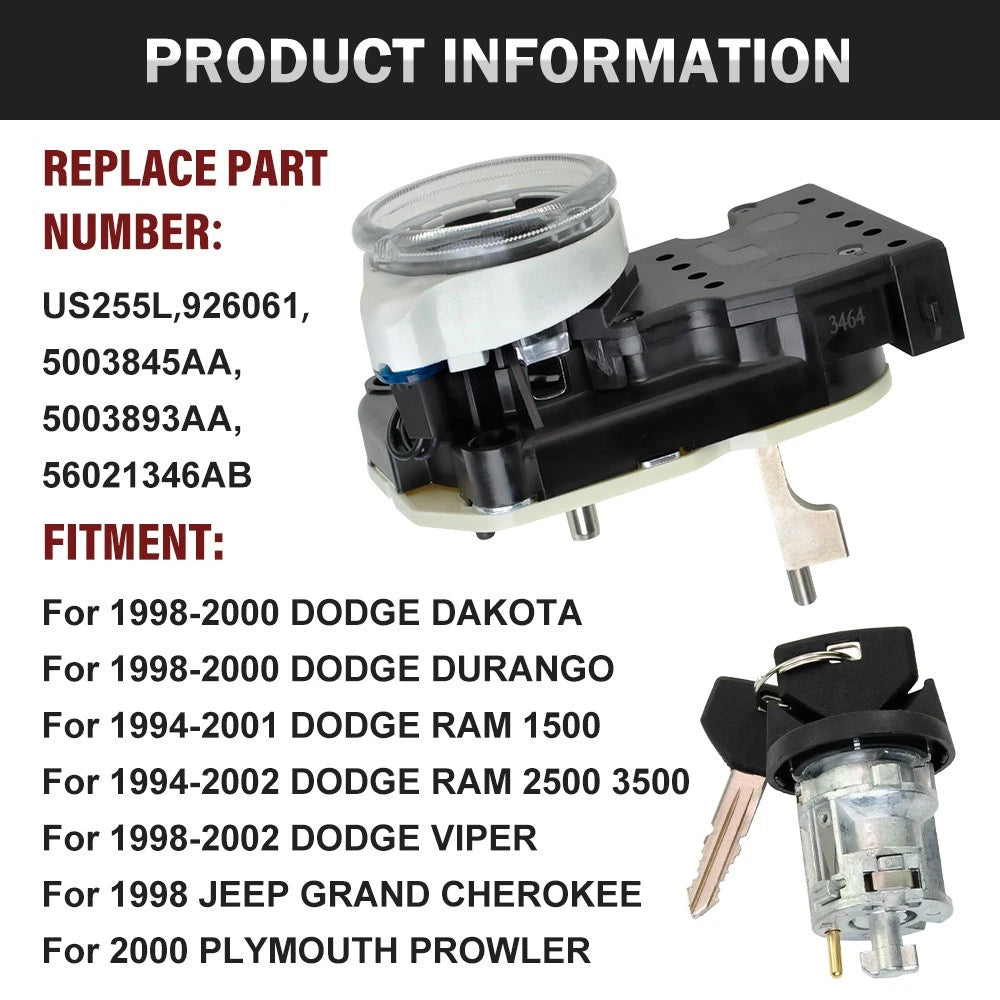Ignition Lock Switch for Dodge Viper (1998–2002), Ram 2500/3500 (1994–2001), Durango (1998–2000)