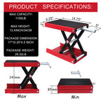 Scissor Lift Jack Hoist Stand for Motorcycle ATV (1100LB, 9" Wide Deck)