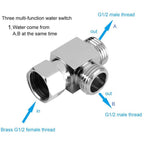 T Connector Water Valve Diverter Brass Chrome G1/2 for Universal