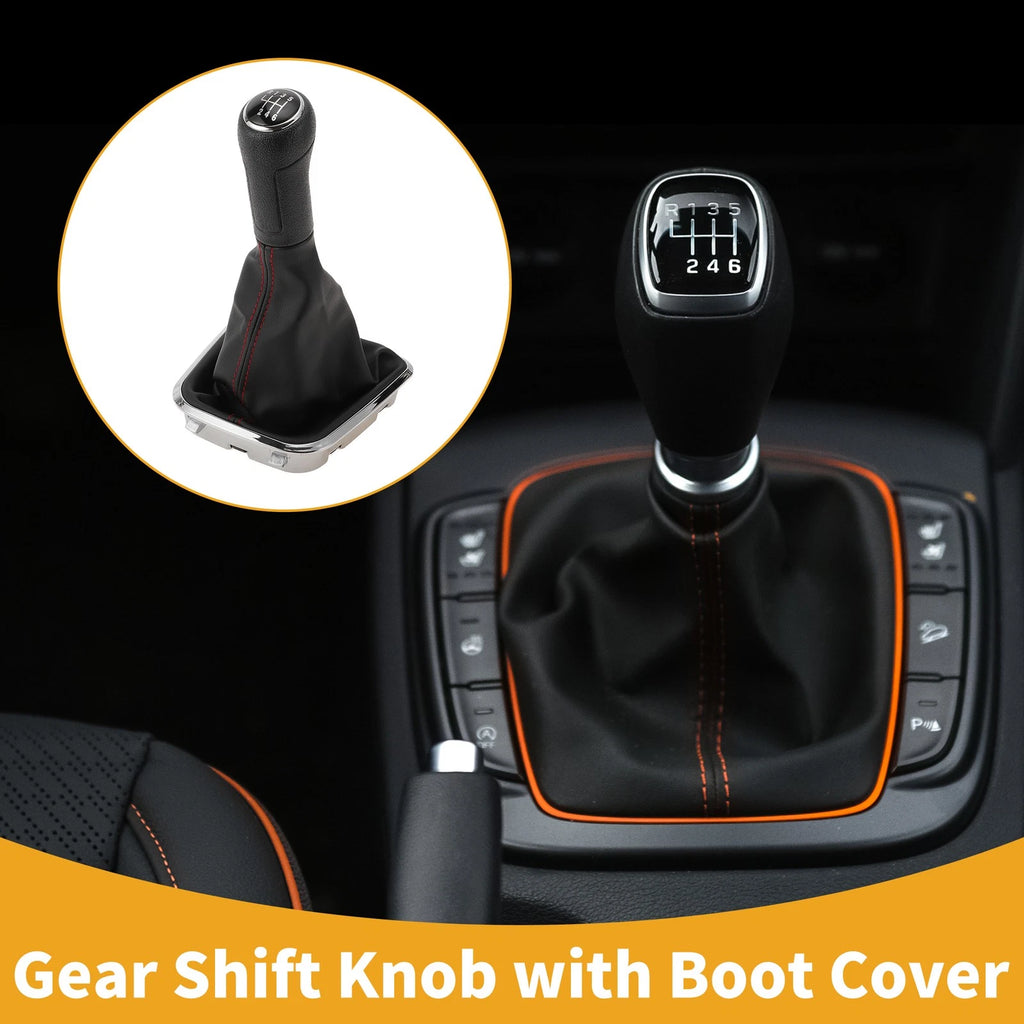 6 Speed Gear Shifter Knob with Cover for Volkswagen Polo (2014–2017) Faux Leather