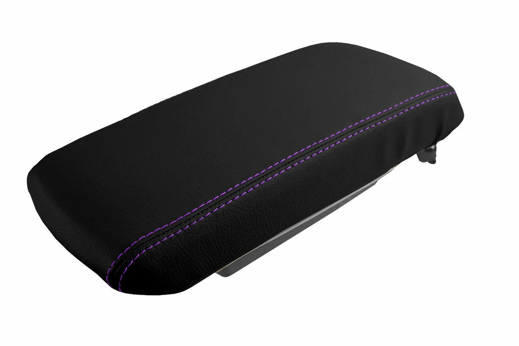 Leather Console Lid Armrest Cover for Dodge Avenger (2008–2014) Purple Stitch
