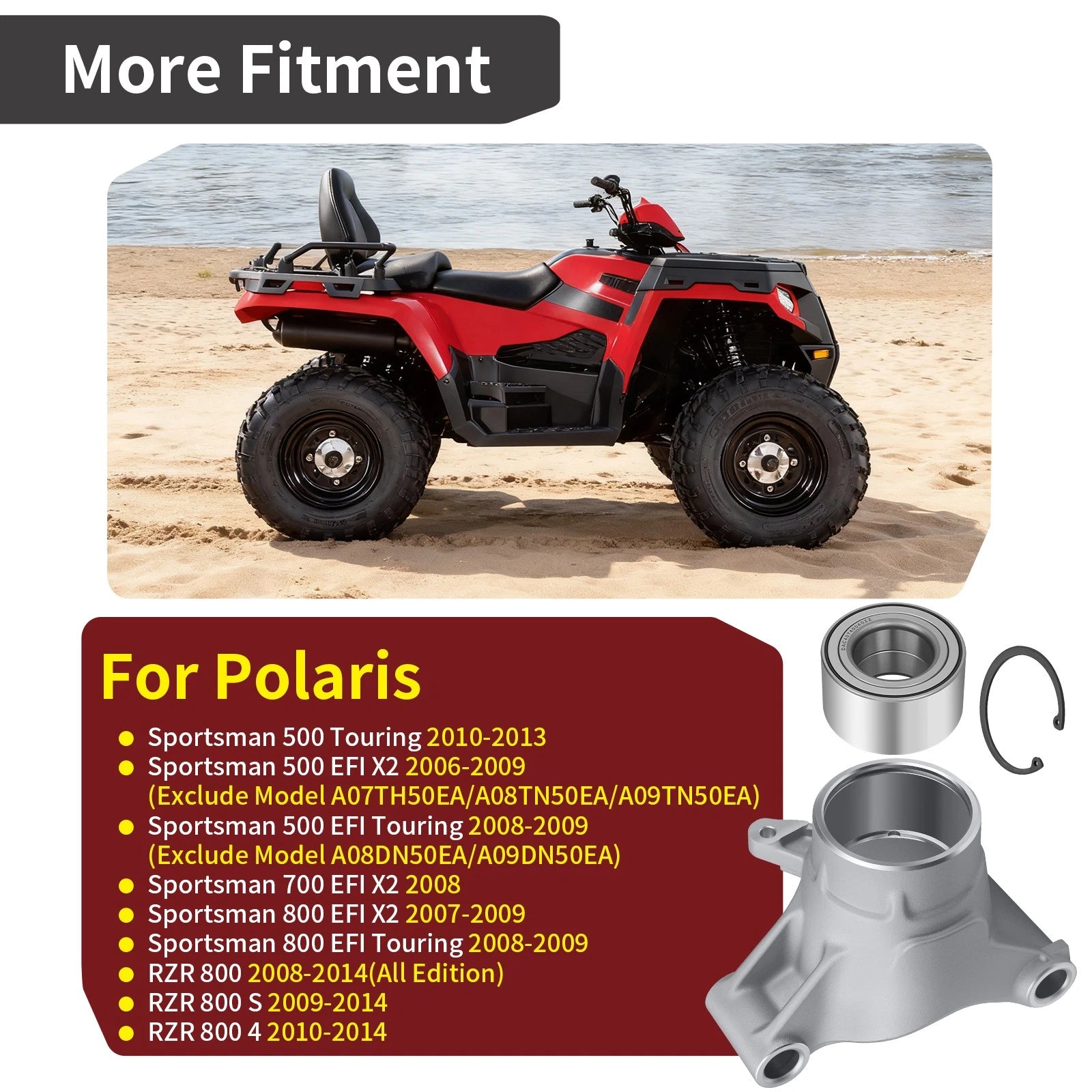 Rear Left Wheel Carrier w/ Bearings Kit for Polaris RZR 800 (2008–2014) 5134984