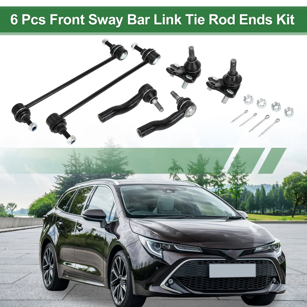 6X Front Suspension Kit Tie Rod Ends Sway Bar Link Ball Joint for Toyota RAV4 (2013–2018)