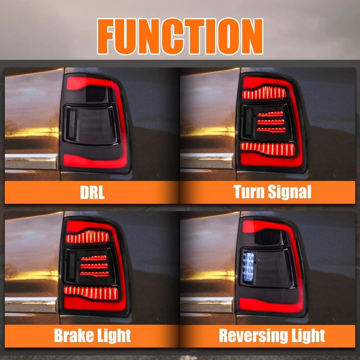 2X LED Tail Light for Dodge Ram 1500 2500 3500 (2009–2018) Smoke Lens