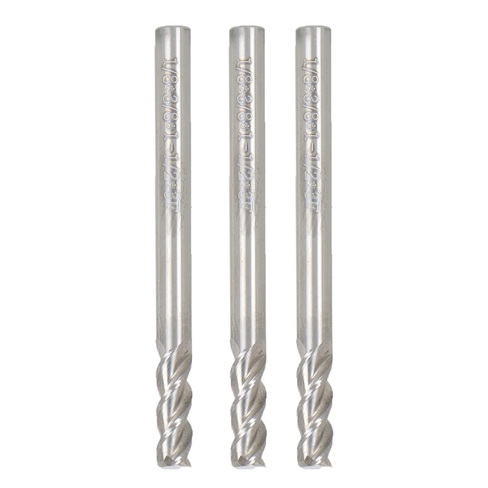 Set of 3 Carbide End Mills 1/8" for Precision Machining