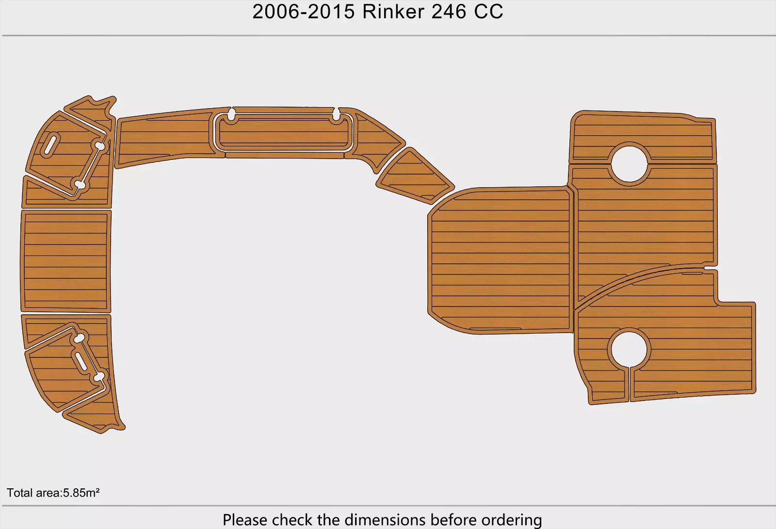 EVA Pad Teak Faux Flooring for Rinker 246 Captiva CC (2009)