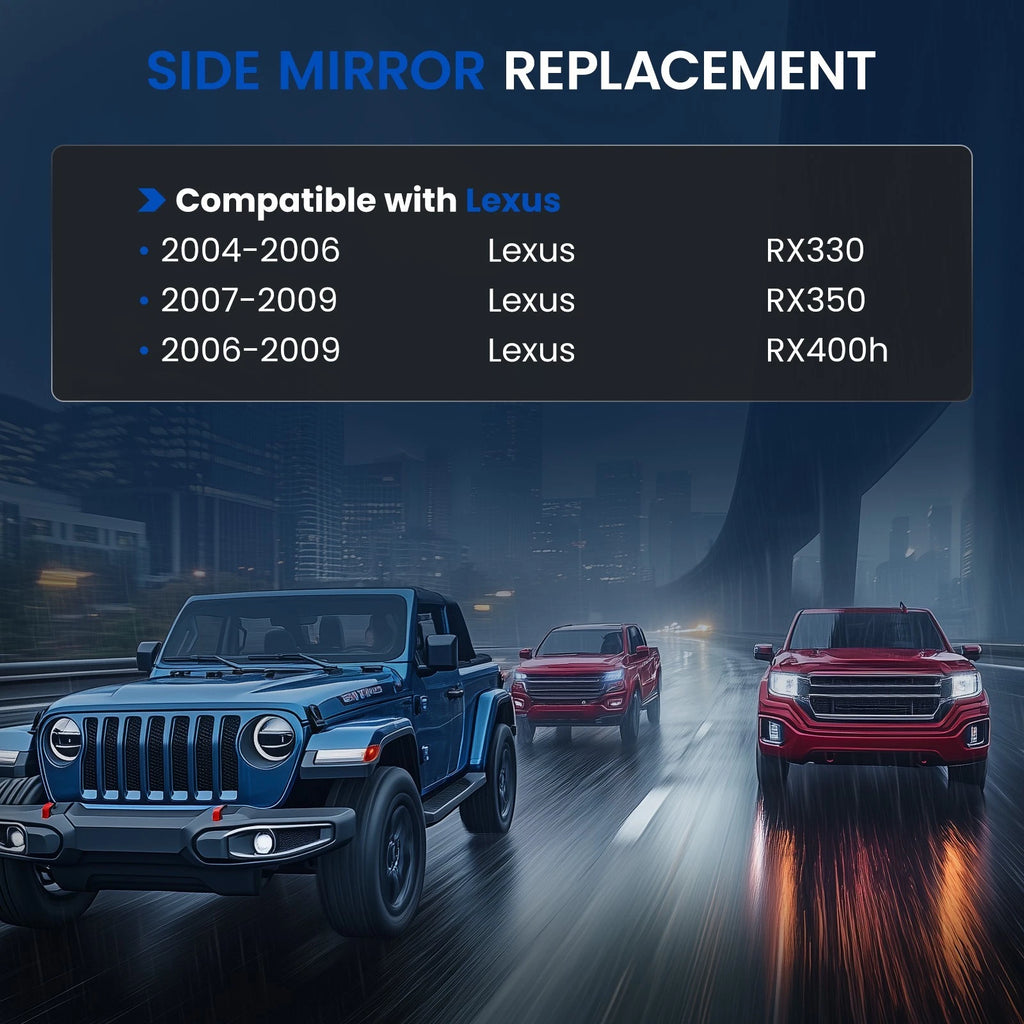 Heated Mirror Glass Driver Side for Lexus RX330 RX350 RX400h (2004–2009)