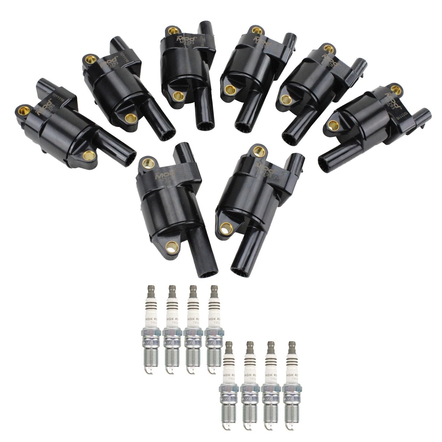 NGK Ignition Coil & 8 Ruthenium Spark Plugs Kit for Corvette Envoy XL Escalade
