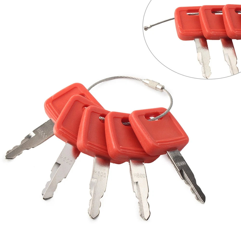 5X Ignition Keys w/Key Ring for John Deere Excavator (#AT194969 #AT147803 #H800)